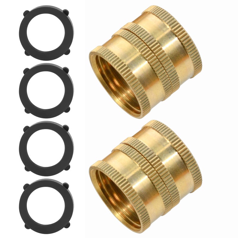 Sanpaint 2 Pack 3/4" Garden Hose Connector with Dual Swivel for Male Hose to Male Hose, Double Female - Image 1